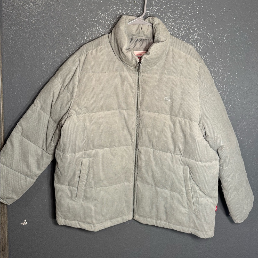 Levis Womens Corduroy Puffer Jacket Collared Winter Fall Full Zip Plus Size XXL